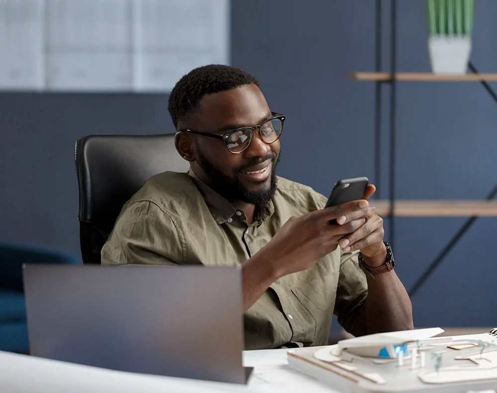 Business man using phone