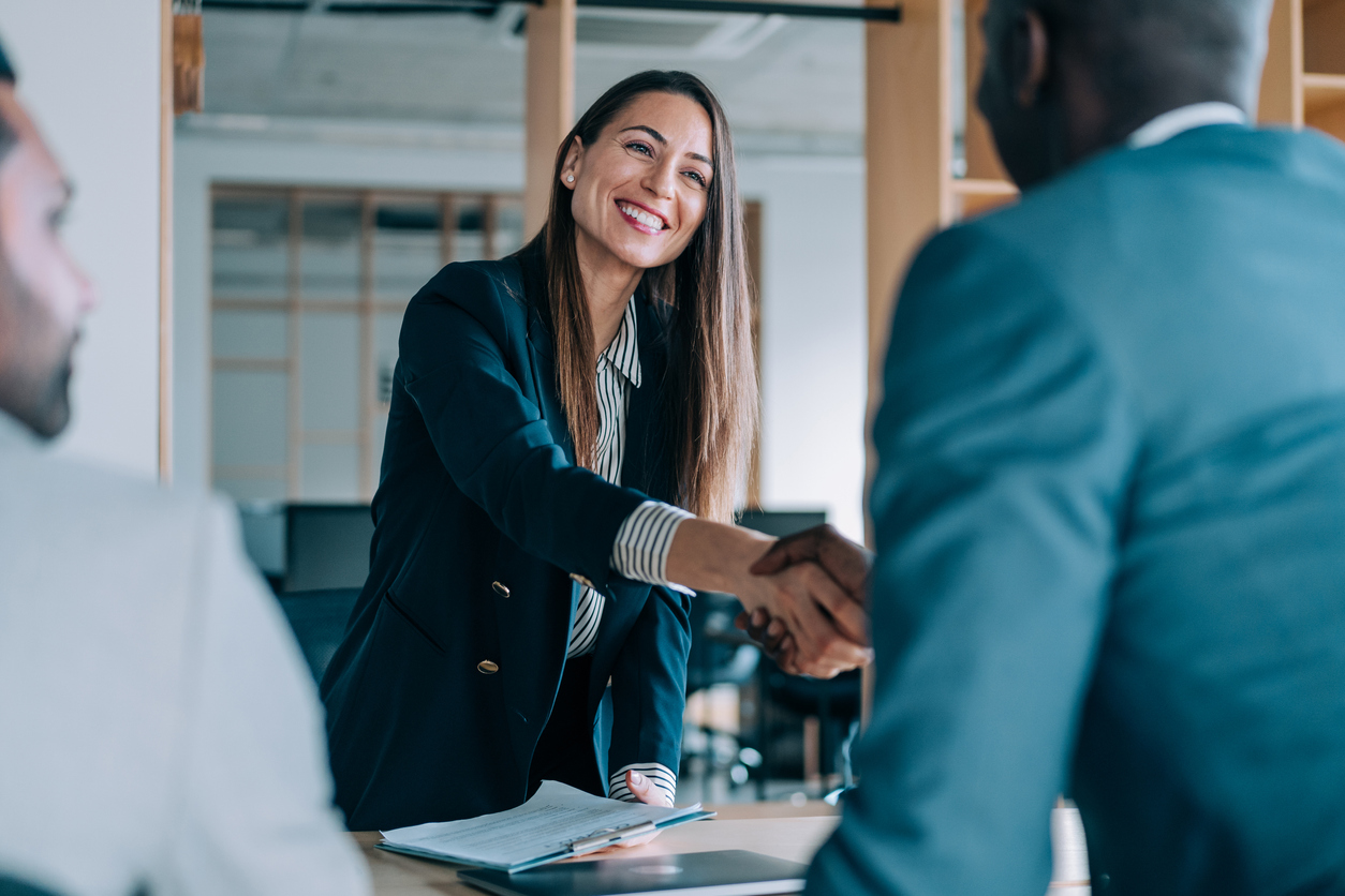 Businesswoman shaking hands